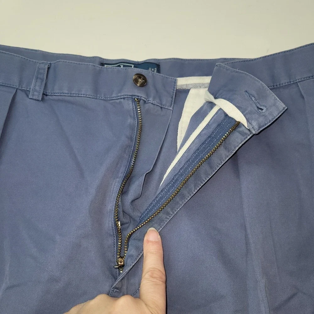 Polo Ralph Lauren Tyler Short Men 38 Blue 8.5 in Pleated Vintage 90 Preppy Chino